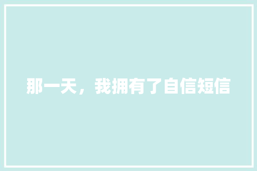 那一天，我拥有了自信短信