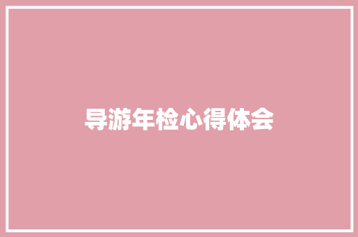 导游年检心得体会