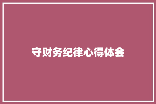 守财务纪律心得体会