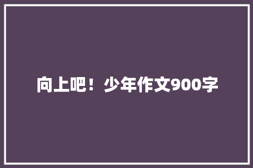 向上吧！少年作文900字