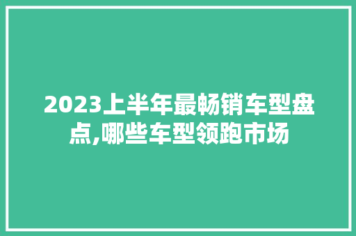 2023上半年最畅销车型盘点,哪些车型领跑市场