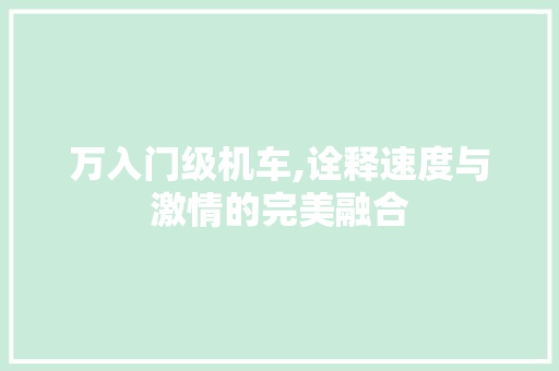 万入门级机车,诠释速度与激情的完美融合