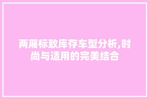 两厢标致库存车型分析,时尚与适用的完美结合