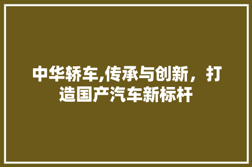 中华轿车,传承与创新，打造国产汽车新标杆 汽车知识