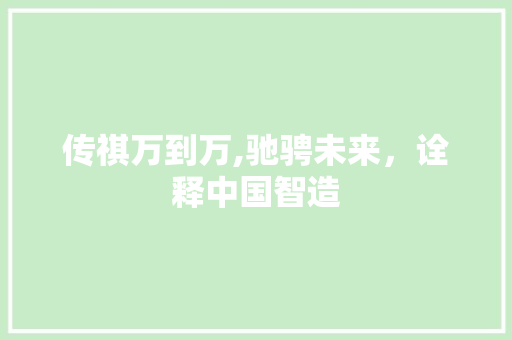 传祺万到万,驰骋未来，诠释中国智造