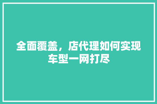 全面覆盖，店代理如何实现车型一网打尽