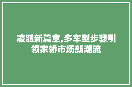 凌派新篇章,多车型步骤引领家轿市场新潮流 汽车知识