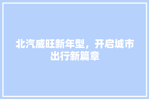 北汽威旺新年型，开启城市出行新篇章