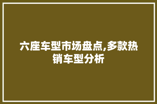 六座车型市场盘点,多款热销车型分析 汽车知识