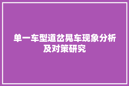 单一车型道岔晃车现象分析及对策研究