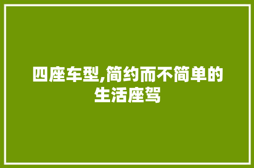 四座车型,简约而不简单的生活座驾 汽车知识