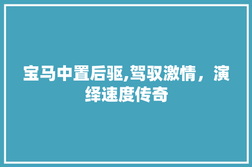 宝马中置后驱,驾驭激情，演绎速度传奇 汽车知识