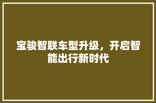 宝骏智联车型升级，开启智能出行新时代