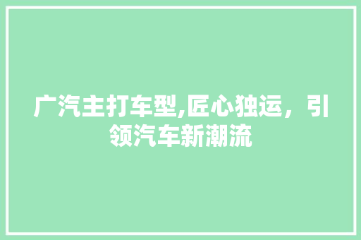广汽主打车型,匠心独运，引领汽车新潮流