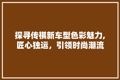 探寻传祺新车型色彩魅力,匠心独运，引领时尚潮流