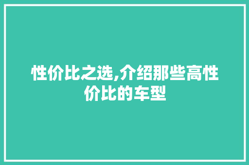 性价比之选,介绍那些高性价比的车型