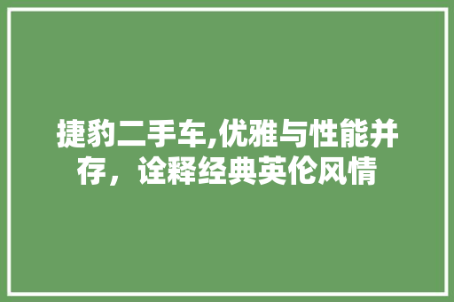 捷豹二手车,优雅与性能并存，诠释经典英伦风情 汽车知识