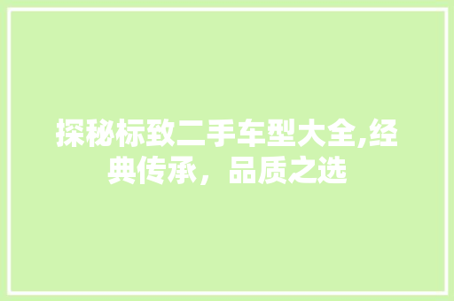 探秘标致二手车型大全,经典传承，品质之选