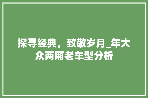 探寻经典，致敬岁月_年大众两厢老车型分析