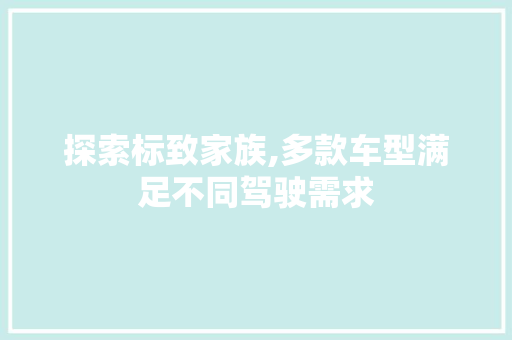 探索标致家族,多款车型满足不同驾驶需求