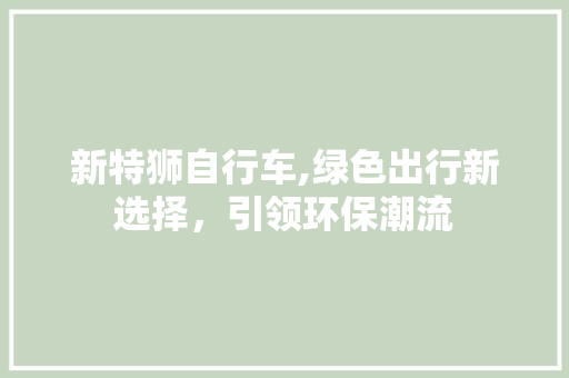 新特狮自行车,绿色出行新选择，引领环保潮流