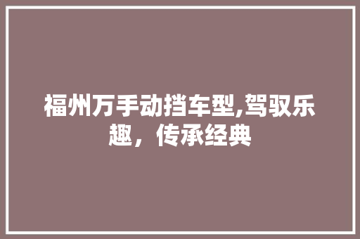福州万手动挡车型,驾驭乐趣，传承经典 汽车知识