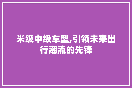 米级中级车型,引领未来出行潮流的先锋 汽车知识
