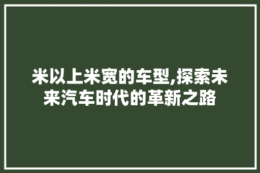 米以上米宽的车型,探索未来汽车时代的革新之路 汽车知识