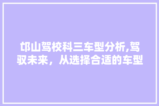 邙山驾校科三车型分析,驾驭未来，从选择合适的车型开始 汽车知识