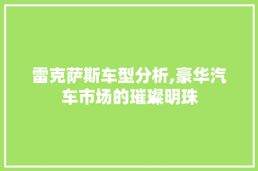 雷克萨斯车型分析,豪华汽车市场的璀璨明珠