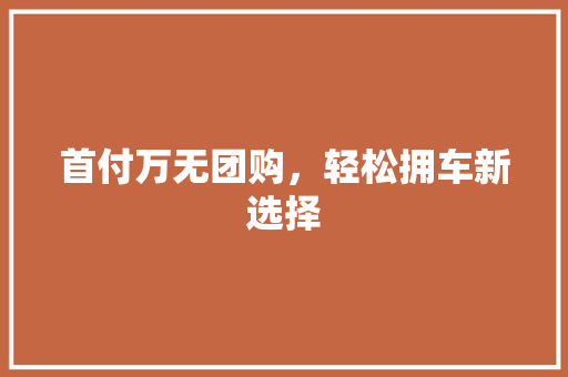 首付万无团购，轻松拥车新选择