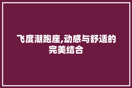 飞度潮跑座,动感与舒适的完美结合