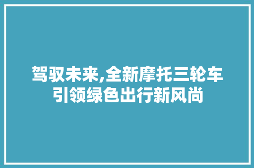 驾驭未来,全新摩托三轮车引领绿色出行新风尚