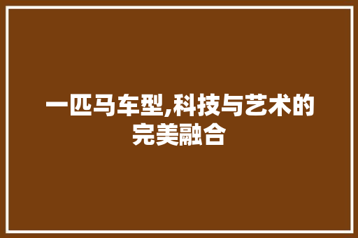 一匹马车型,科技与艺术的完美融合