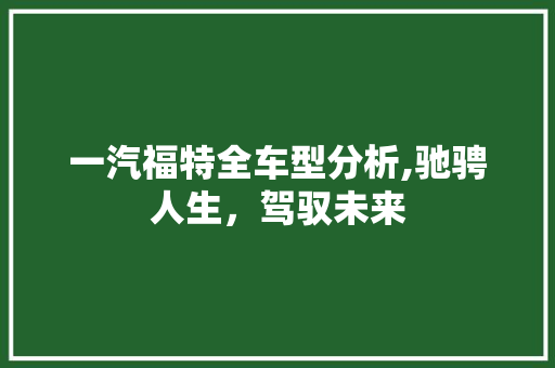 一汽福特全车型分析,驰骋人生，驾驭未来