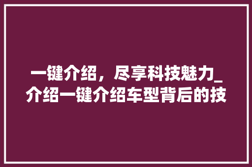 一键介绍，尽享科技魅力_介绍一键介绍车型背后的技术革新
