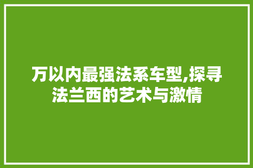 万以内最强法系车型,探寻法兰西的艺术与激情 生活常识