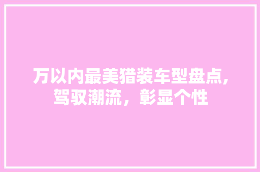 万以内最美猎装车型盘点,驾驭潮流，彰显个性