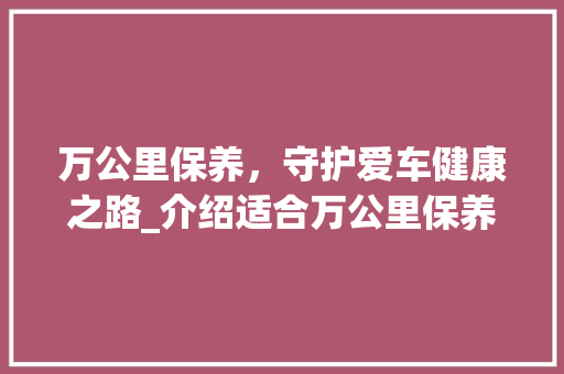 万公里保养，守护爱车健康之路_介绍适合万公里保养的车型