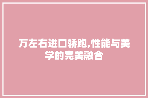 万左右进口轿跑,性能与美学的完美融合