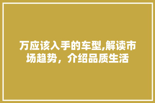 万应该入手的车型,解读市场趋势，介绍品质生活 综合知识