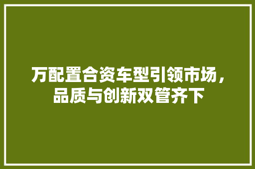 万配置合资车型引领市场，品质与创新双管齐下