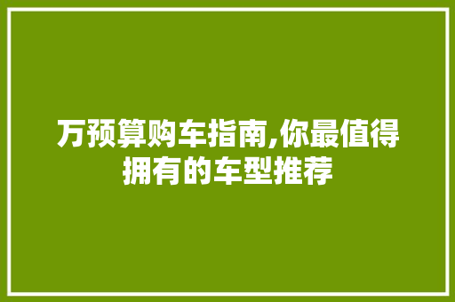 万预算购车指南,你最值得拥有的车型推荐