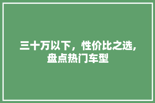 三十万以下，性价比之选,盘点热门车型 奇闻故事