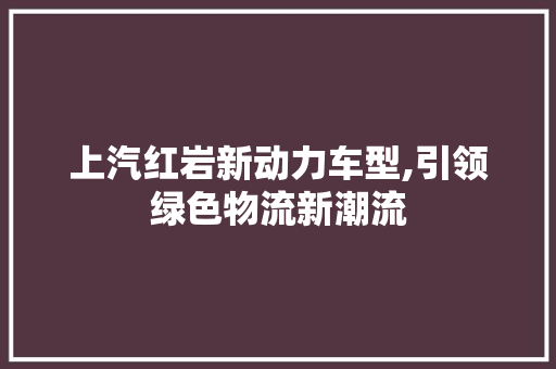 上汽红岩新动力车型,引领绿色物流新潮流