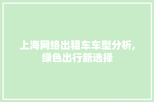上海网络出租车车型分析,绿色出行新选择 汽车知识