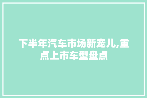 下半年汽车市场新宠儿,重点上市车型盘点