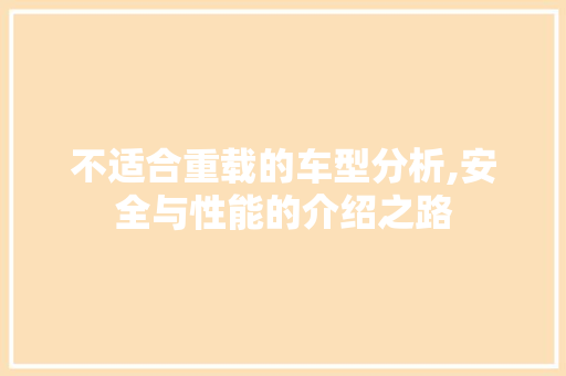 不适合重载的车型分析,安全与性能的介绍之路