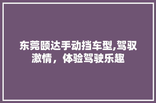东莞颐达手动挡车型,驾驭激情，体验驾驶乐趣