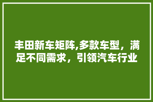 丰田新车矩阵,多款车型，满足不同需求，引领汽车行业新潮流 汽车知识